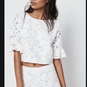 Rebecca Minkoff White Isabella Lace Cropped Top